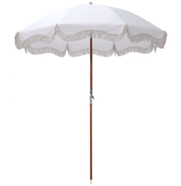 Outdoor Custom Logo Printing Beach Umbrella with Tassels، الصورة 1