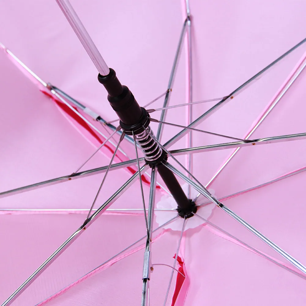 17’’*8k auto open zinc coated metal windproof kids straigh pink umbrella, detail 4