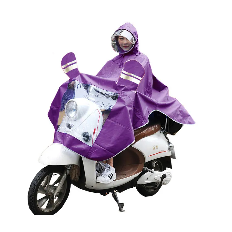 wholesale Add thick Oxford cloth electric car poncho raincoat LOGO custom safety luminous double brim raincoat, detail 4