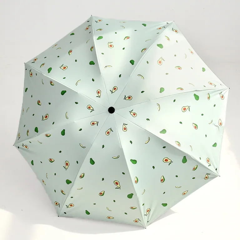 Wholesale auto 3 folding umbrella pongee rain UV Umbrella sky blue OEM factory,第 1 张图片