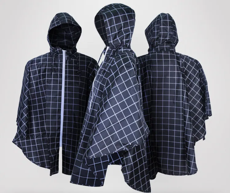 Women's Stylish Waterproof Rain Plaid Poncho OEM Print Raincoat Water Resistant Lightweight Hooded Wrap، صورة تفصيلية 3
