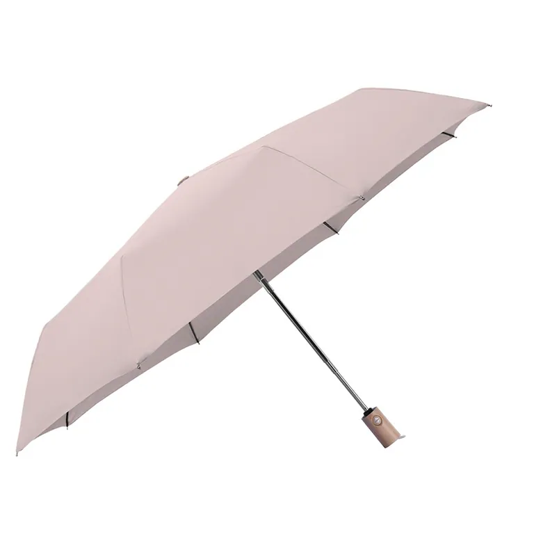 2020 Hot sale high quality custom pongee fabric 3fold umbrella promotional rain umbrella gray，第 1 张图片