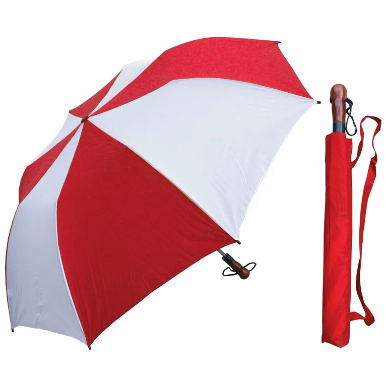 27Inch 2 Fold Golf Wooden Handle Large Size Fold Umbrella, image 1