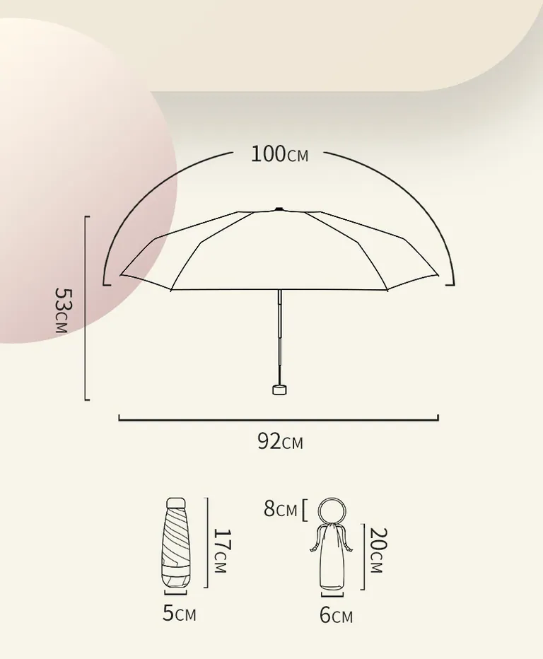 Lotus 2022 New Design Anti UV 5 Fold Portable Summer Lady Umbrella,细节图 2