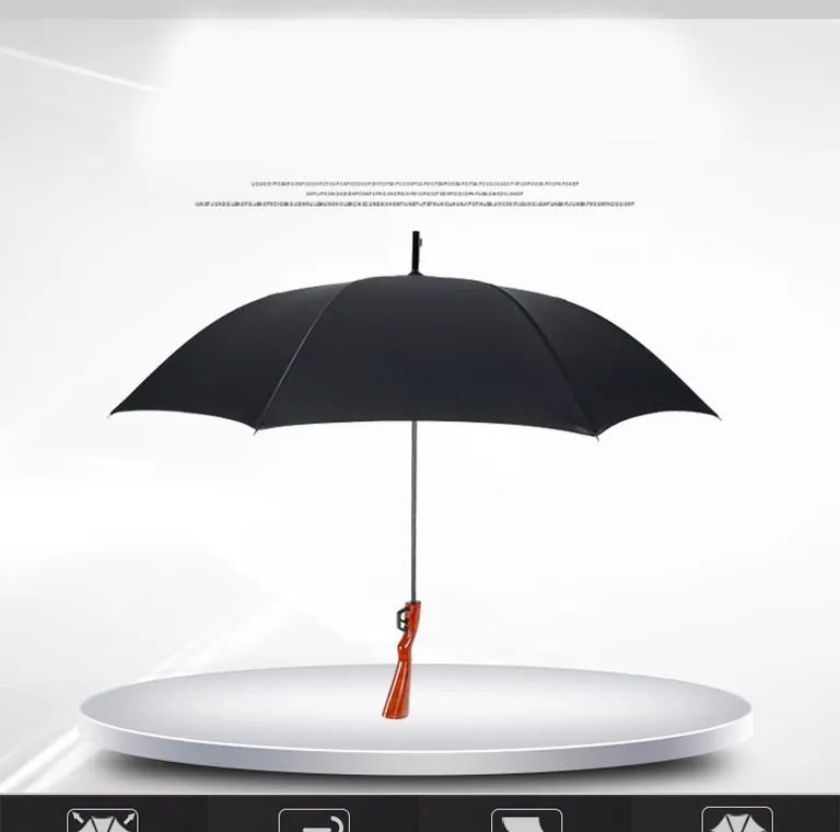 Lotuis Brand 23" Umbrella with Semi Open Leaf Gun Handle Umbrella Straight Pole for Wind Sun Rain Umbrella، صورة تفصيلية 5