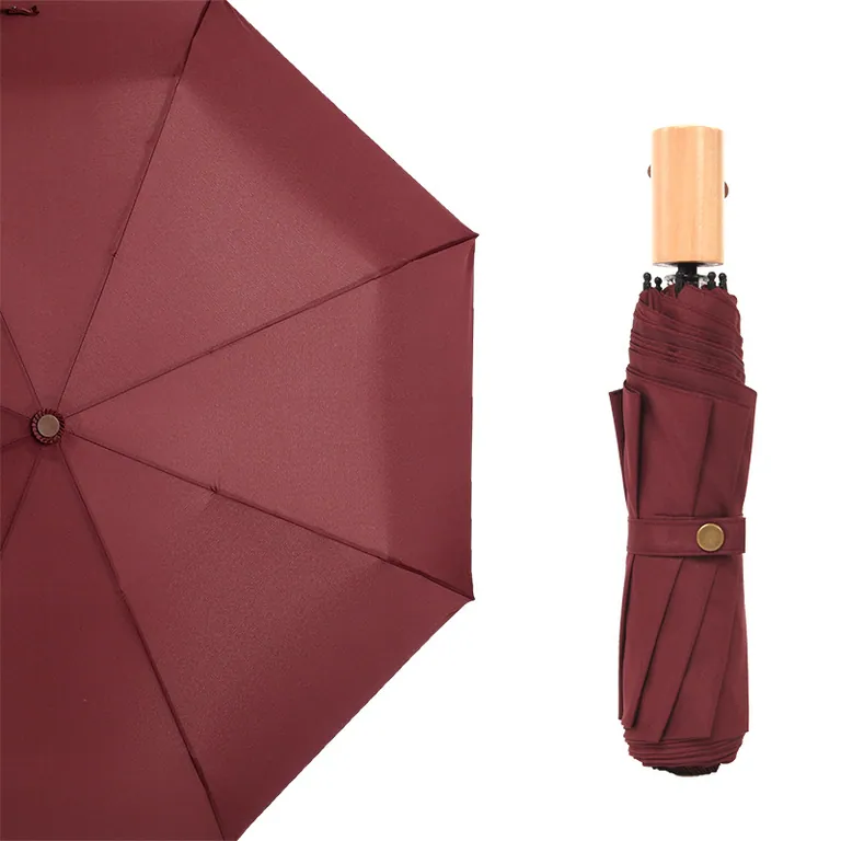High quality custom pongee fabric 3fold umbrella promotional rain umbrella OEM，第 1 张图片