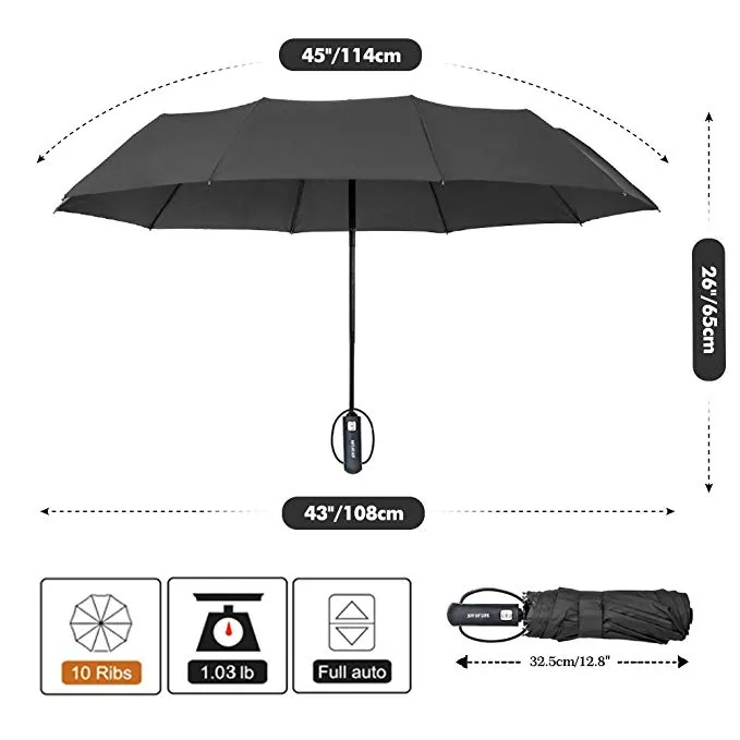 wholesale 3 folding auto open & close promotional umbrella custom logo printed foldable umbrellas, detail 2