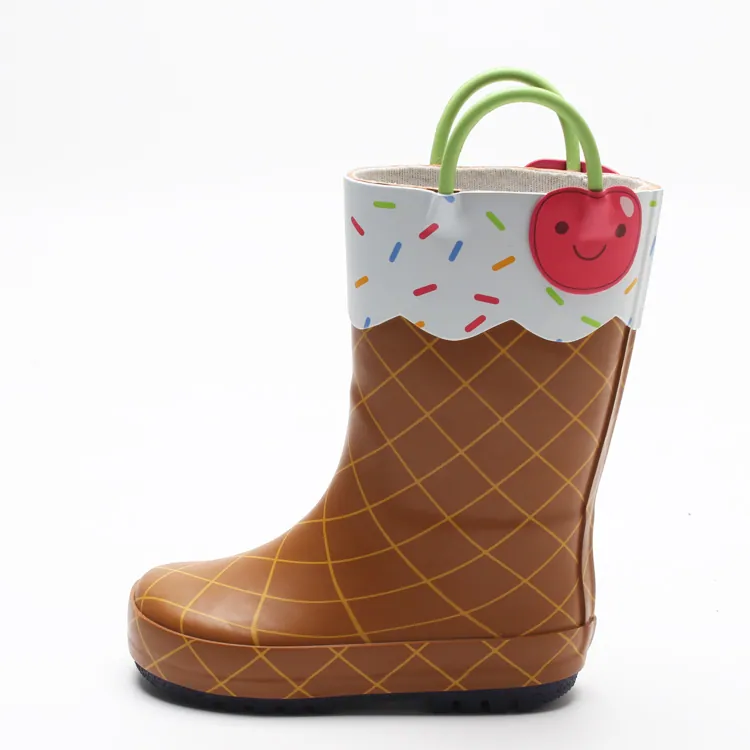 new High quality custom cute printing fashion girls rubber boots wholesale، الصورة 1