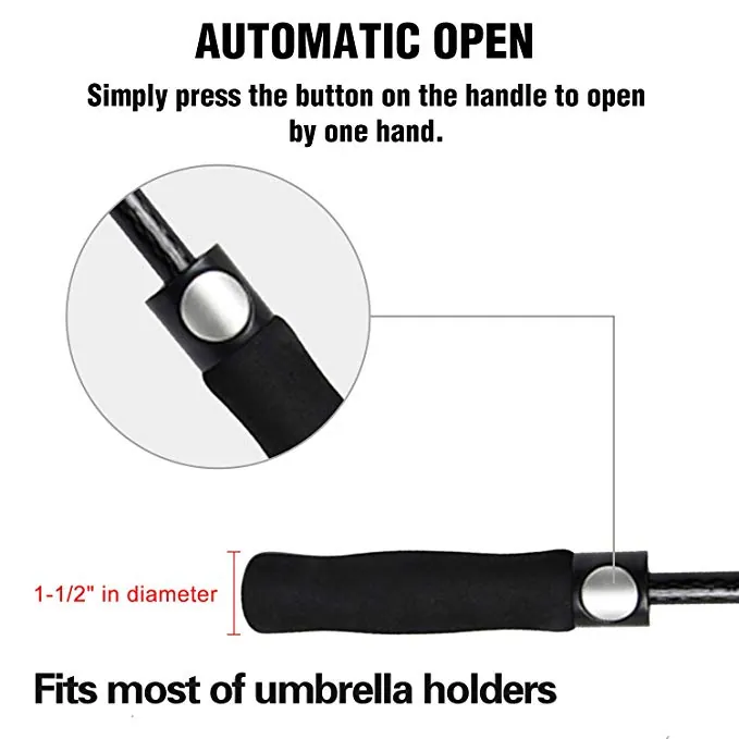 Factory 61 Inch Oversized Auto Open Golf Umbrella Outdoor Extra Large Double Canopy Vented Windproof Stick Umbrella, detail 3