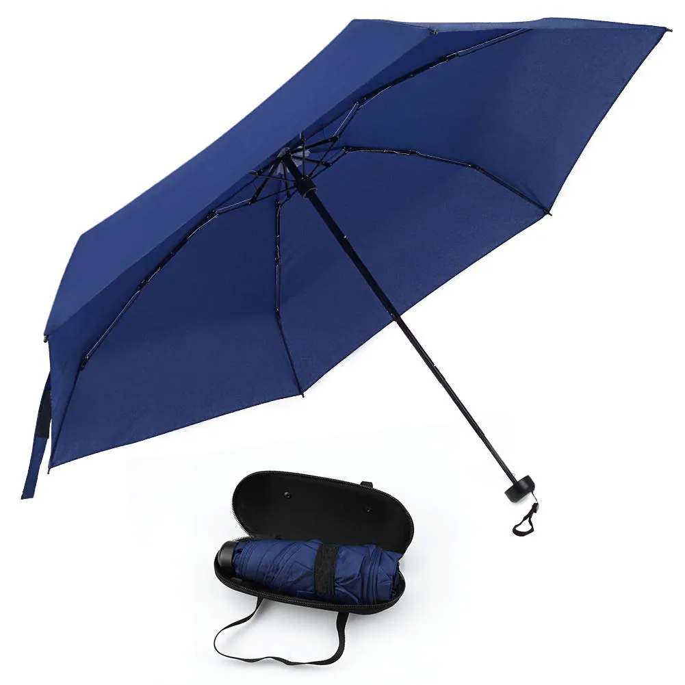 2019 Promotional 19" 6k Light Compact Manual Small Mini 5 Folding Travel Umbrella with Case, detail 1