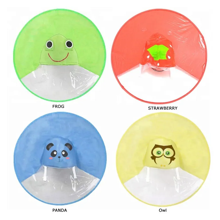 Cute Owl Cow Dinosaur Bear Frog Animal cartoon UFO Umbrella Raincoat Hat Cloak Rain coat، صورة تفصيلية 3