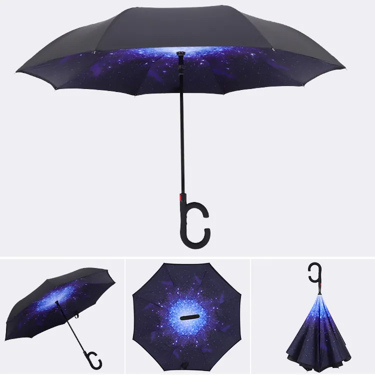 LOTUS 23 Inch Double Layer Car Umbrella Standing Reverse Umbrella Pattern for Advertising Umbrella، الصورة 1
