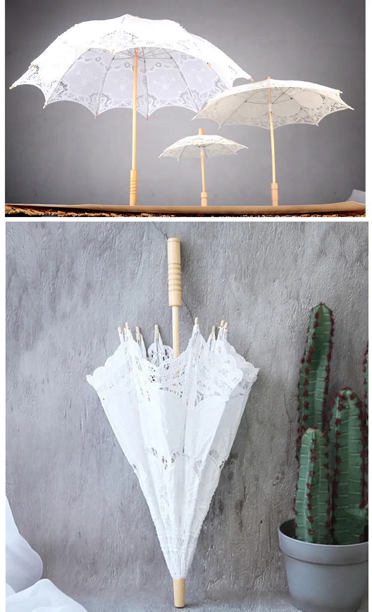 Lotus Bride Embroidery Cotton Wedding Lace umbrella in Wedding, detail 5