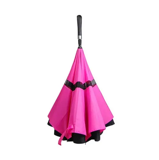 Creative High Quality Double Layers Long Handle Reverse Inverted Golf Umbrella, detail 4