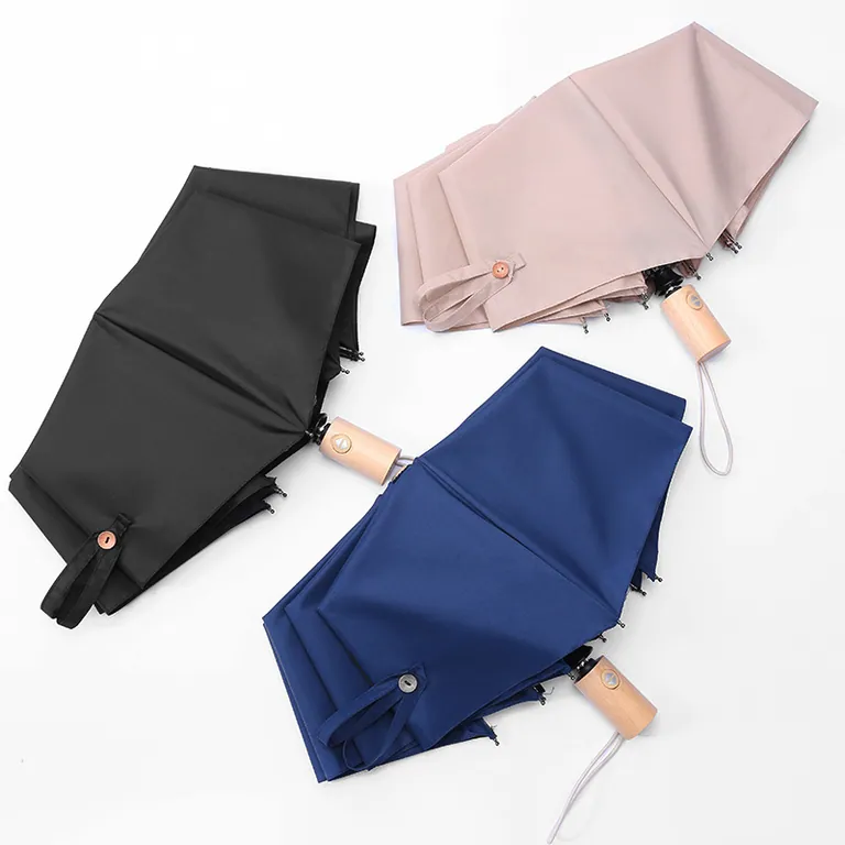 2020 Hot sale high quality custom pongee fabric 3fold umbrella promotional rain umbrella，细节图 2