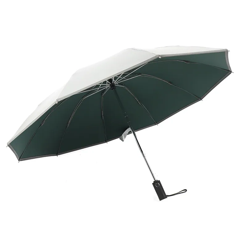 Lotus 2022 Titanium Silver Coating 3 Fold Inverted Reverse Automatic Umbrella With Reflective Stripe,细节图 4