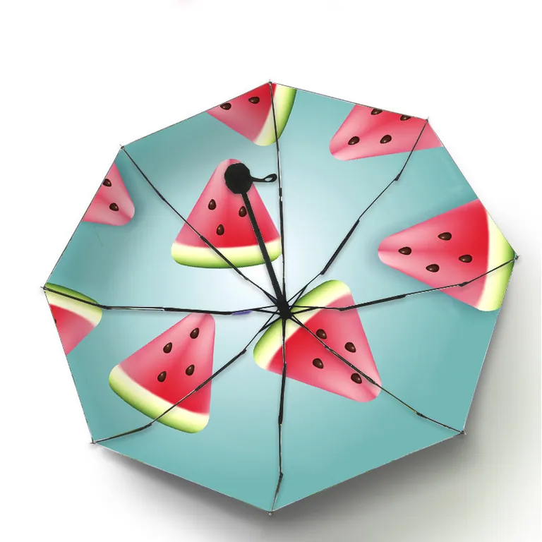 Lotus Mini Colorful Sunny Style Fabric Pattern Plastic Handle Folding Umbrella in outdoor، صورة تفصيلية 2