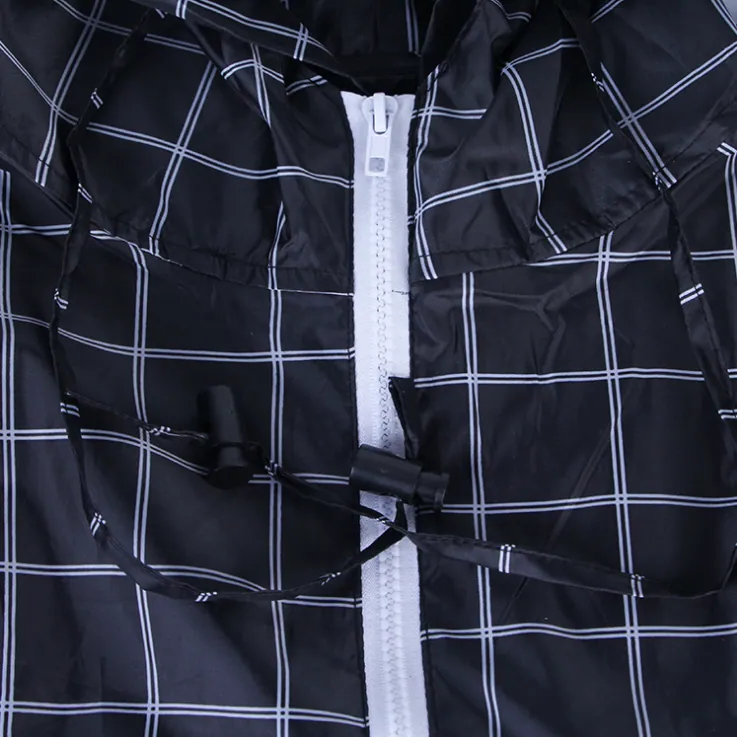 Women's Stylish Waterproof Rain Plaid Poncho OEM Print Raincoat Water Resistant Lightweight Hooded Wrap، صورة تفصيلية 4
