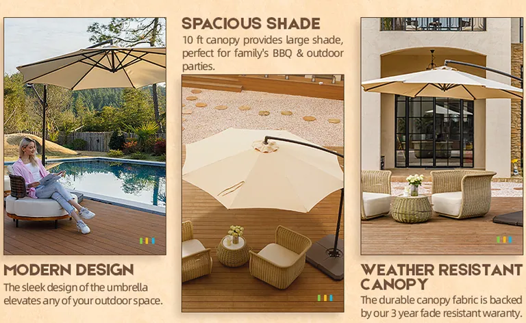 Outdoor Hanging umbrella with 360 Rotation، صورة تفصيلية 1