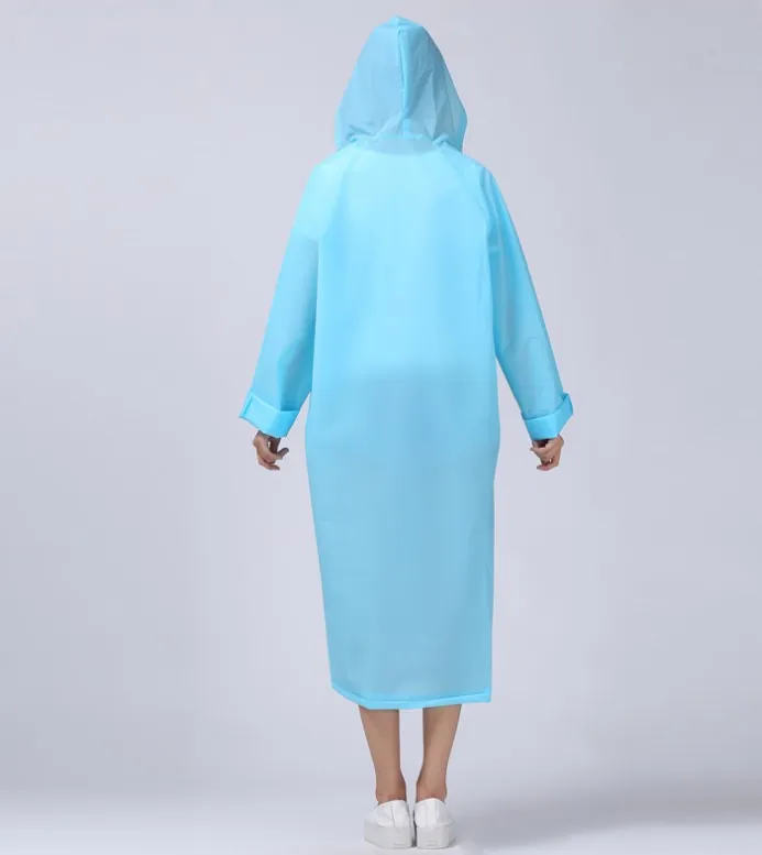 Custom Logo Long Raincoat for Women Fashion EVA Waterproof Rain Poncho with Hood Drawstring, detail 8